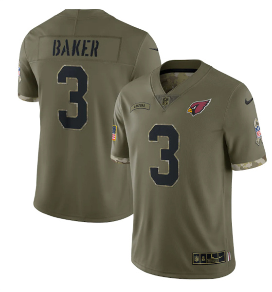 Men's Arizona Cardinals #3 Budda Baker 2022 Olive Salute To Service Limited Stitched Jersey